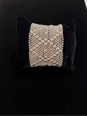 SG Liquid Certified Metal Mesh Wide Diamond  Bracelet